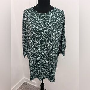Chic Long Sleeve Patterned Dress in Green and Beige